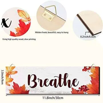 Blulu 4 Pieces Thanksgiving Fall Bathroom Wall Decor Bathroom Wall Art Farmhouse Bathroom Wooden Decor Relax Soak Unwind Breathe Sign for Fall Thanksgiving Home Restroom Hotel Office(White)