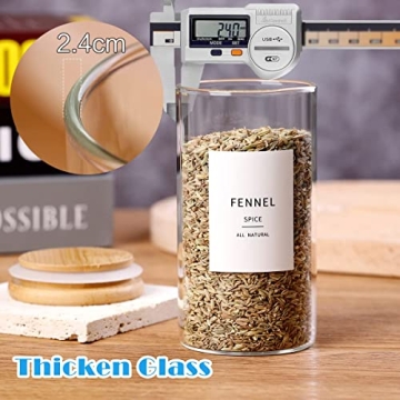 Stylish 12 Pcs Glass Spice Jars with Bamboo Lids