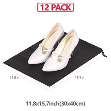 12 Pack Shoe Bags for Travel Non-Woven with Rope for Men and Women Large Shoes Pouch Storage Packing...