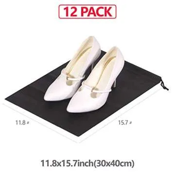 12 Pack Shoe Bags for Travel Non-Woven with Rope for Men and Women Large Shoes Pouch Storage Packing...