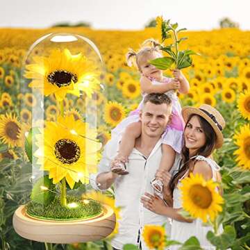 Valentines Day Gifts for Her,Valentines Gifts for Women,Valentines Birthday Gifts for Women,Valentine's Day Flowers Gifts for Mom Girlfriend Wife,Sunflower In A Glass Dome Gifts for Valentine Day