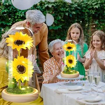 Valentines Day Gifts for Her,Valentines Gifts for Women,Valentines Birthday Gifts for Women,Valentine's Day Flowers Gifts for Mom Girlfriend Wife,Sunflower In A Glass Dome Gifts for Valentine Day