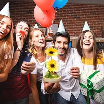 Valentines Day Gifts for Her,Valentines Gifts for Women,Valentines Birthday Gifts for Women,Valentine's Day Flowers Gifts for Mom Girlfriend Wife,Sunflower In A Glass Dome Gifts for Valentine Day