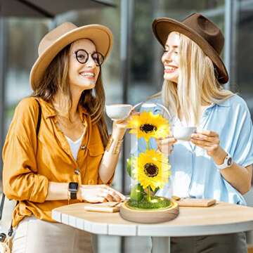 Valentines Day Gifts for Her,Valentines Gifts for Women,Valentines Birthday Gifts for Women,Valentine's Day Flowers Gifts for Mom Girlfriend Wife,Sunflower In A Glass Dome Gifts for Valentine Day