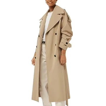 Farktop Women's Oversized Windproof Trench Coat