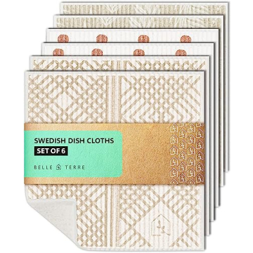 Eco-Friendly Swedish Dish Cloths - Set of 6, Replaces 15 Paper Towels