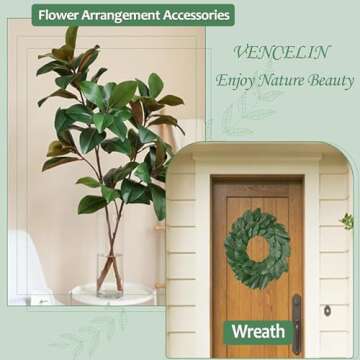 YXKGCCY Artificial Magnolia Leaves Fake Single Leaf Picks for Magnolia Wreaths Faux Green Leaves Stick DIY Wedding Decoration Pack of 30