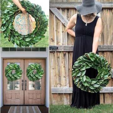 YXKGCCY Artificial Magnolia Leaves Fake Single Leaf Picks for Magnolia Wreaths Faux Green Leaves Stick DIY Wedding Decoration Pack of 30