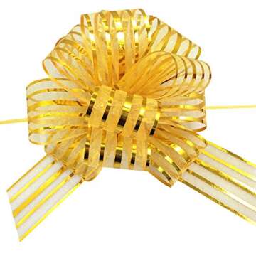 OZXCHIXU 20 Pieces Large Organza Pull Bows Gifts Wrapping Bows for Christmas Easter Gift Baskets, We...