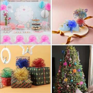 OZXCHIXU 20 Pieces Large Organza Pull Bows Gifts Wrapping Bows for Christmas Easter Gift Baskets, Wedding Party Decor, 6 Inches Diameter（Gold）