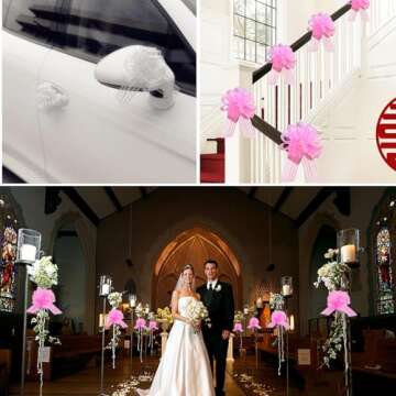 OZXCHIXU 20 Pieces Large Organza Pull Bows Gifts Wrapping Bows for Christmas Easter Gift Baskets, Wedding Party Decor, 6 Inches Diameter（Gold）