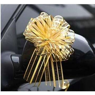 OZXCHIXU 20 Pieces Large Organza Pull Bows Gifts Wrapping Bows for Christmas Easter Gift Baskets, Wedding Party Decor, 6 Inches Diameter（Gold）