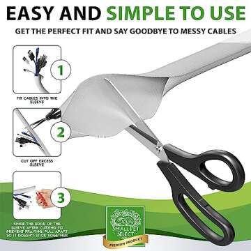 Small Pet Select Heavy Duty Cord Cover - White, 10ft - Ultra Durable Electrical Cable and Wire Protector for Rabbits, Dogs, Cats and Other Pets - Cord Management and Animal Protection