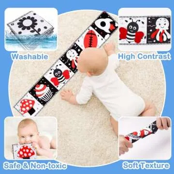Interactive High Contrast Baby Soft Book for Brain Development
