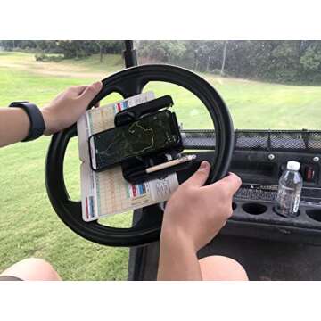 Ronqui Golf Cart Phone Holder Steering Wheel Cell Phone GPS Mount Flip Up Club Car Golf Cart Accessories