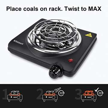 Compact Electric Hot Plate - 700W Charcoal Burner Grill