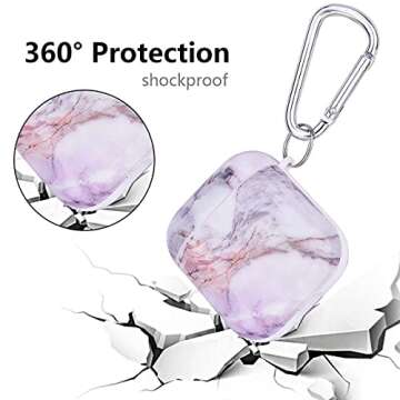 CAGOS for Airpod Case, Cute Marble Protective Hard Cover with Keychain Compatible with Apple Airpods...