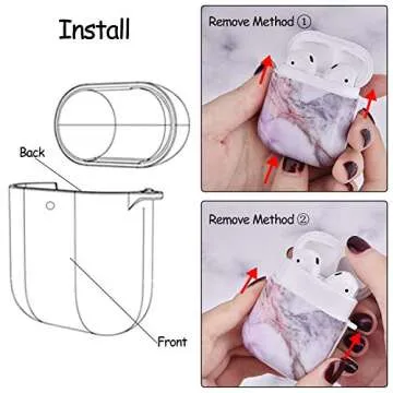 CAGOS for Airpod Case, Cute Marble Protective Hard Cover with Keychain Compatible with Apple Airpods 2nd/1st Generation Case for Women Men, Light Purpl