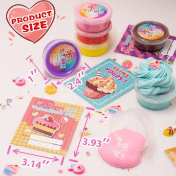 Valentines Day Gifts for Kids - 24 Pack Valentines Cards for Kids, Valentines Day Cards for Kids School, Valentines Slime Party Favors Classroom Exchange Gift Party Favor Gift Supplies