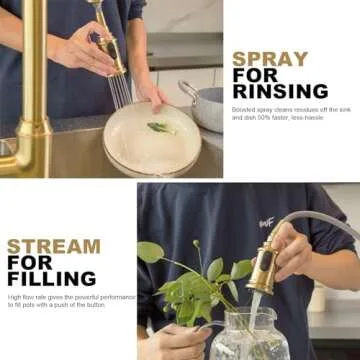 Lava Odoro Gold Kitchen Faucet with Pull Down Sprayer