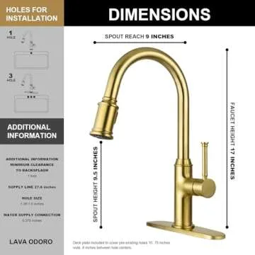 Lava Odoro Gold Kitchen Faucet with Pull Down Sprayer
