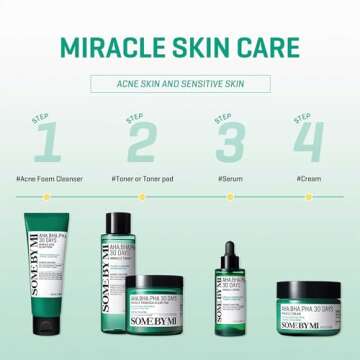 SOME BY MI AHA BHA PHA 30 Days Miracle Acne Clear Foam + Toner - 3.38Oz+5.07Oz - Made from Tea Tree Leaf for Sensitive Skin - Daily Face Wash and Toner for Sebum and Dead Cells - Korean Skin Care