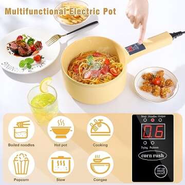 Multifunctional Electric Hot Pot Cooker, Upgraded Non-Stick Stainless Steel 1L Mini Portable Lazy Po...