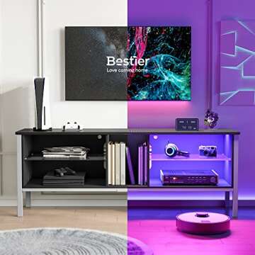 Bestier Gaming Entertainment Center with RGB Lights for 65 Inch TVs