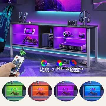 Bestier Gaming Entertainment Center with RGB Lights for 65 Inch TVs
