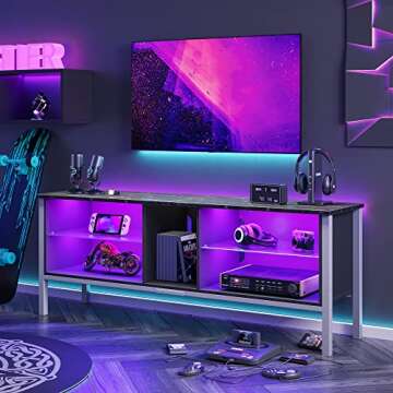 Bestier Gaming Entertainment Center with RGB Lights for 65 Inch TVs