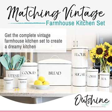 OUTSHINE White Vintage Cookie Jar | Cookie Jars with Lids Airtight for Kitchen Counter | Farmhouse K...