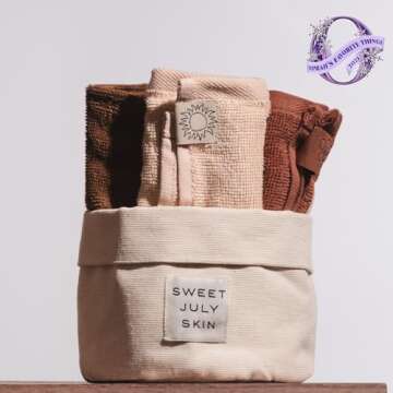 SWEET JULY Skin Face Towel Set Day & Night, Makeup Removal, 100% Cotton, Soft, Absorbent, Daily Use,...