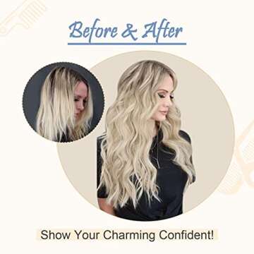 Easyouth Sew in Hair Extensions Human Hair Weft Hair Extensions Human Hair Color Ash Blonde Mix Platinum Blonde Sew in Extensions Human Hair Bundles Double Weft 12 Inch 70G