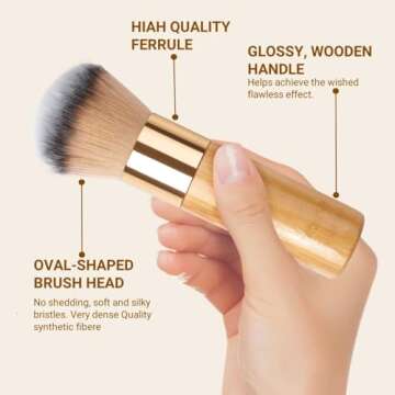 GOERTI Bronzer Tan Self Tanning Brush, Vegan Large Kabuki Brush for Powder Foundation Self Tanner Applicator Brush, Professional Kabuki Foundation Blush Self Tanner Blending Brush for Face