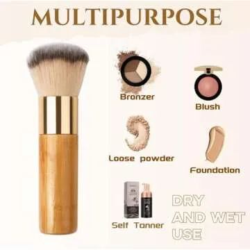 GOERTI Vegan Self Tanning Kabuki Brush for Flawless Makeup