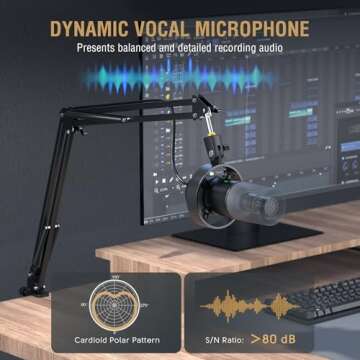 FIFINE Dynamic Microphone and Suspension Scissor Mic Stand Kit, XLR/USB Podcast PC Mic with Mute, Volume Control for Recording, Boom Arm Stand Set with Heavy Duty Clamp for Voice-Over (K688+CS1)