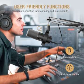 FIFINE Dynamic Microphone and Suspension Scissor Mic Stand Kit, XLR/USB Podcast PC Mic with Mute, Volume Control for Recording, Boom Arm Stand Set with Heavy Duty Clamp for Voice-Over (K688+CS1)