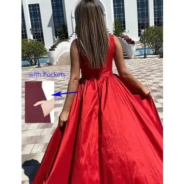 Fu Jiang One Shoulder Prom Dress with Pockets for Women