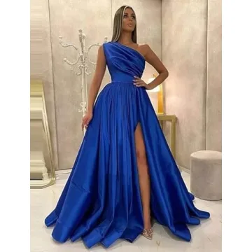 Fu Jiang One Shoulder Prom Dress with Pockets for Women