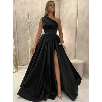 Fu Jiang One Shoulder Prom Dress with Pockets for Women