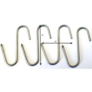 RiversEdge Products Stainless Meat Hooks 5" 4 Pack for Cooking & Grilling
