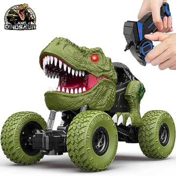Remote Control Dinosaur Car for Kids - 2.4Ghz All Terrain Toy Truck With Lights