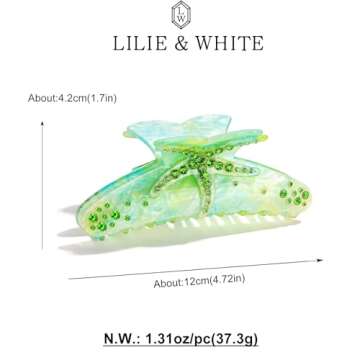 LILIE&WHITE Hair Clip, Starfish Design, Acrylic, Green, Hair Accessories, Strong Hold, Fashion Hair ...