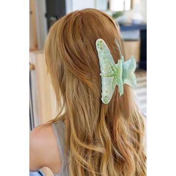 LILIE&WHITE Hair Clip, Starfish Design, Acrylic, Green, Hair Accessories, Strong Hold, Fashion Hair Clamps, Women, Girls