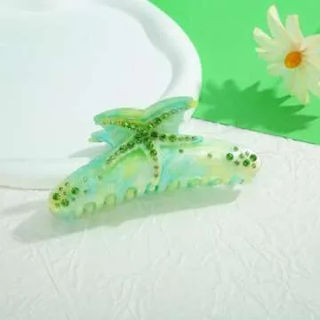 LILIE&WHITE Hair Clip, Starfish Design, Acrylic, Green, Hair Accessories, Strong Hold, Fashion Hair Clamps, Women, Girls