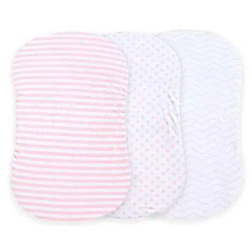NODNAL 3 Fitted Bassinet Sheets for Baby Girls