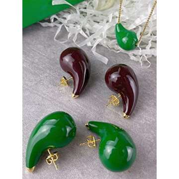 Waterdrop Earrings for Women， Lightweight Chunky Gold Hoop Tear Drop Earrings Dupes with 14K Real Gold Plated Hypoallergenic Statement Trendy Polished Brushed Droplet Earrings for Women Jewelry Gift（Coffee A）