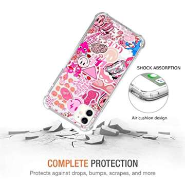 Jaexzpoe Indie Aesthetics Smiling Face Collage Case Compatible with iPhone 11，Colourful Trendy Cool Teen Girl Case for iPhone 11，Unique Soft TPU Bumper Case for iPhone 11