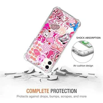 Jaexzpoe Indie Aesthetics Smiling Face Collage Case Compatible with iPhone 11，Colourful Trendy Cool Teen Girl Case for iPhone 11，Unique Soft TPU Bumper Case for iPhone 11