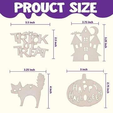 JOYIN 60 Pcs Halloween Wooden Craft Kit for Kids